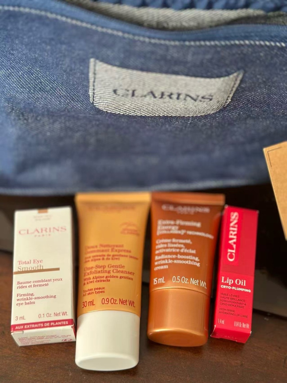 Clarins Eye Cream & Skincare Travel Set - Orange, Red, White